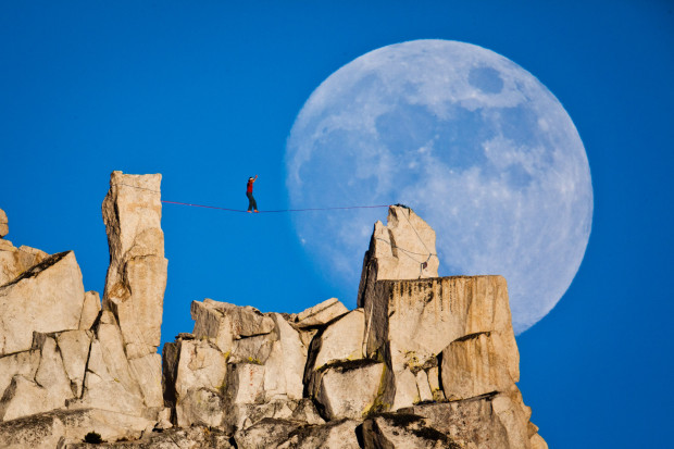 Dean Potter's famous moonwalk highline in Yosemite. Photo: Mikey Schaefer