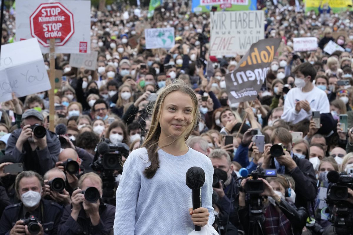 Greta Thunberg on Saturday at a climate concert in Stockholm, Sweden. 